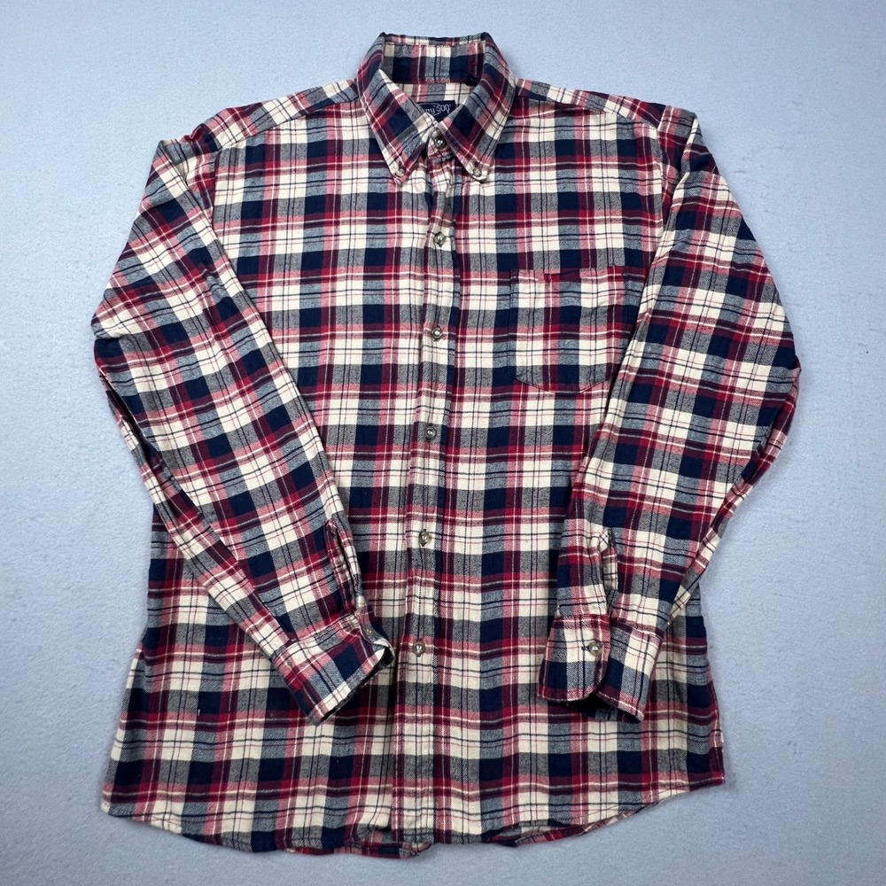 VTG 90s Botany‎ 500 Flannel Shirt Mens Medium Plaid Cotton Button Down Casual